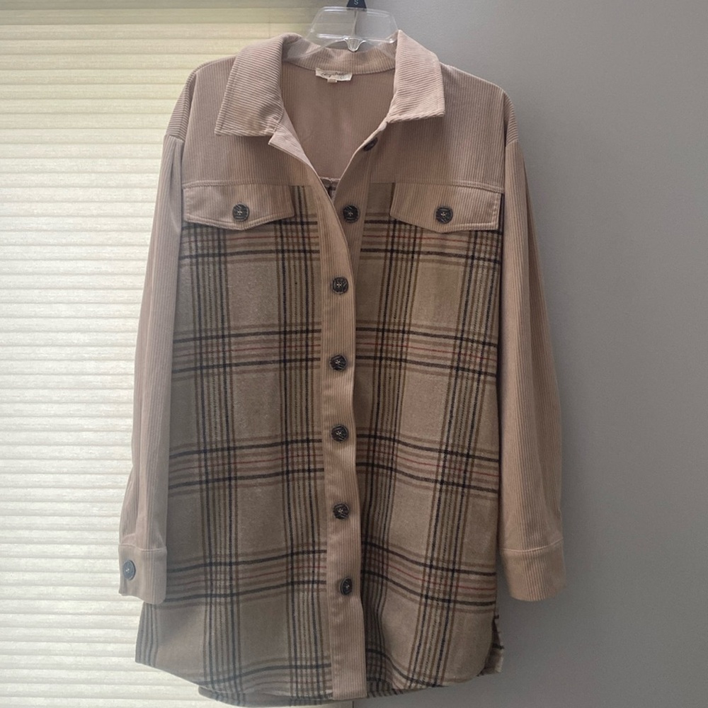 Long two tone material Shacket